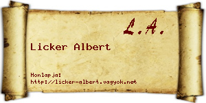 Licker Albert névjegykártya